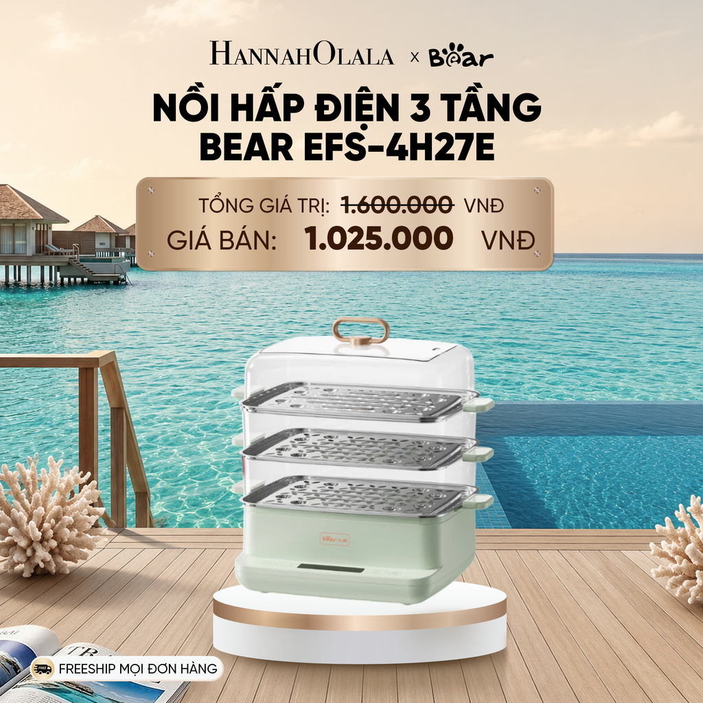  NỒI HẤP ĐIỆN 3 TẦNG BEAR EFS-4H27E_ D779 