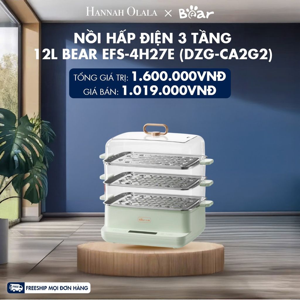  M11_DEAL 9: NỒI HẤP ĐIỆN 3 TẦNG 12L BEAR EFS-4H27E (DZG-CA2G2) 