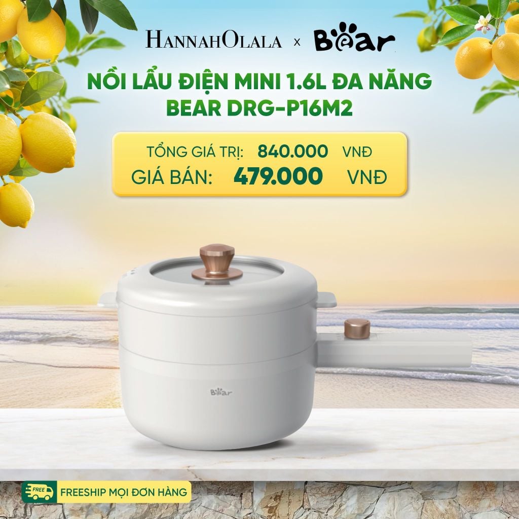  NỒI LẨU ĐIỆN MINI 1.6L ĐA NĂNG BEAR DRG-P16M2 