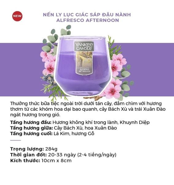  4 NẾN LY LỤC GIÁC SÁP ĐẬU NÀNH YANKEE CANDLE DEAL 7: 
