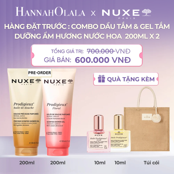  [HÀNG ĐẶT TRƯỚC, GIAO HÀNG 26/10] COMBO DẦU TẮM & GEL TẮM DƯỠNG ẨM HƯƠNG NƯỚC HOA NUXE PRODIGIEUX® 200ML x 2 - DEAL 8 - A241 
