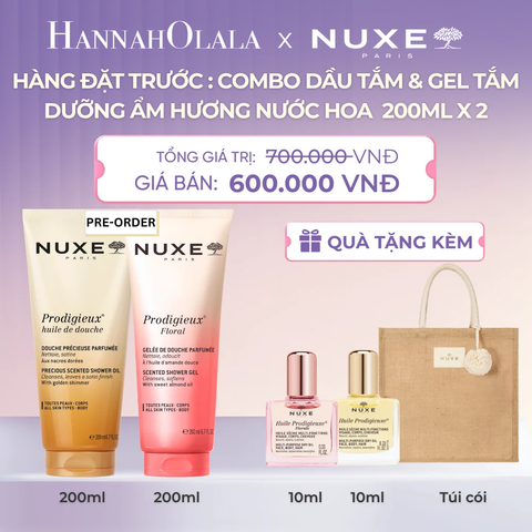  [HÀNG ĐẶT TRƯỚC, GIAO HÀNG 26/10] COMBO DẦU TẮM & GEL TẮM DƯỠNG ẨM HƯƠNG NƯỚC HOA NUXE PRODIGIEUX® 200ML x 2 - DEAL 8 - A241 