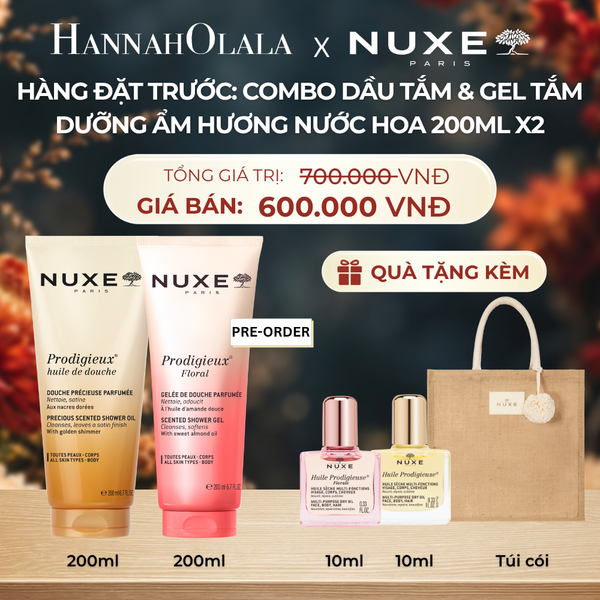  [HÀNG ĐẶT TRƯỚC, GIAO HÀNG 26/10] COMBO DẦU TẮM & GEL TẮM DƯỠNG ẨM HƯƠNG NƯỚC HOA NUXE PRODIGIEUX® 200ML x 2 - DEAL 8 - A241 