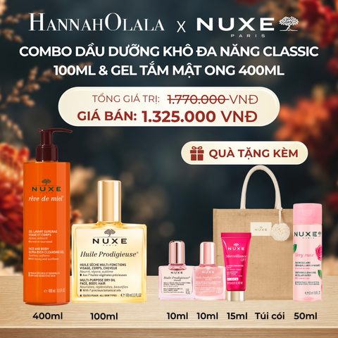  COMBO LÀM SẠCH & DƯỠNG ẨM NUXE: DẦU KHÔ ĐA NĂNG 100ML + GEL TẮM 400ML (CHỌN HƯƠNG) - DEAL 15 - A249 