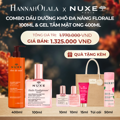  COMBO LÀM SẠCH & DƯỠNG ẨM NUXE: DẦU KHÔ ĐA NĂNG 100ML + GEL TẮM 400ML (CHỌN HƯƠNG) - DEAL 15 - A249 