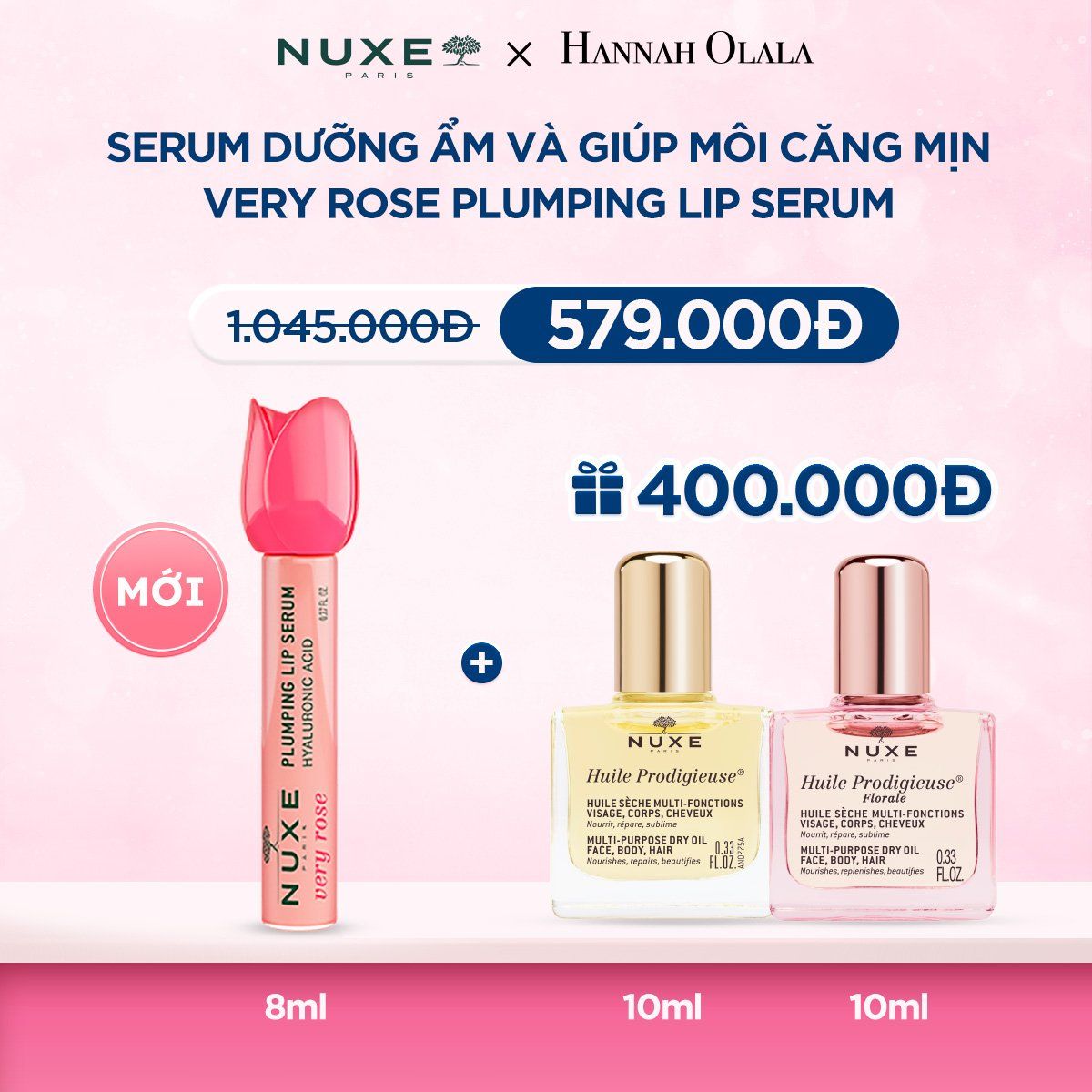  DEAL 8: SERUM DƯỠNG ẨM VÀ GIÚP MÔI CĂNG MỊN NUXE VERY ROSE PLUMPING LIP SERUM 8ML 