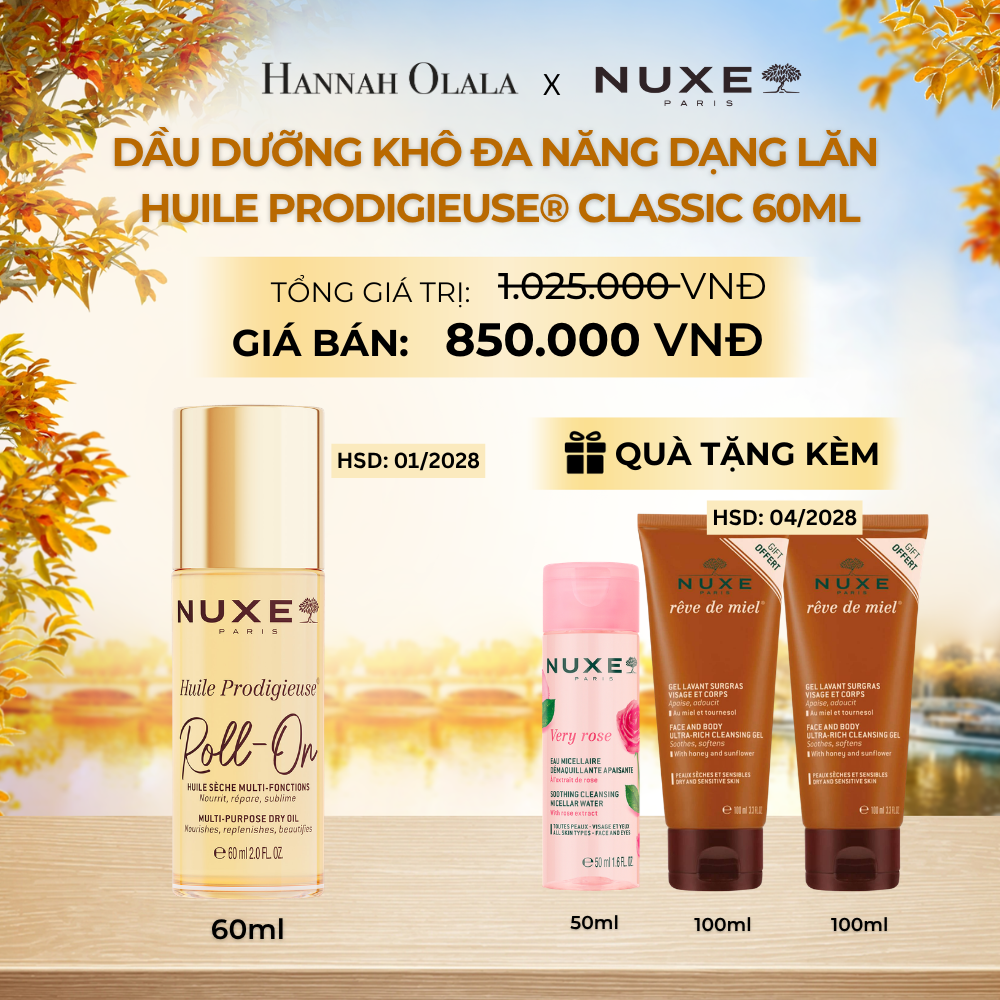  DẦU DƯỠNG KHÔ ĐA NĂNG DẠNG LĂN NUXE HUILE PRODIGIEUSE® ROLL-ON 60ML (CHỌN HƯƠNG) - E767 