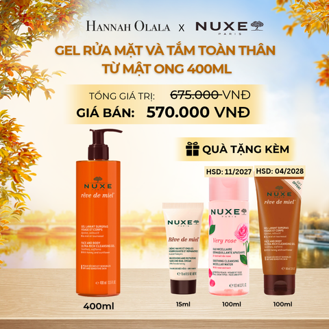  GEL RỬA MẶT VÀ TẮM TOÀN THÂN TỪ MẬT ONG NUXE REVE DE MIEL 400ML - E770 