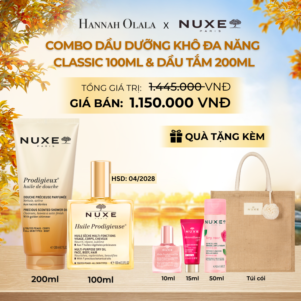  COMBO DẦU DƯỠNG KHÔ ĐA NĂNG 100ML & DẦU TẮM HƯƠNG NƯỚC HOA 200ML (CHỌN HƯƠNG) - E775 