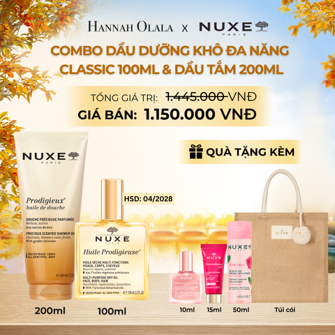  COMBO DẦU DƯỠNG KHÔ ĐA NĂNG 100ML & DẦU TẮM HƯƠNG NƯỚC HOA 200ML (CHỌN HƯƠNG) - E775 