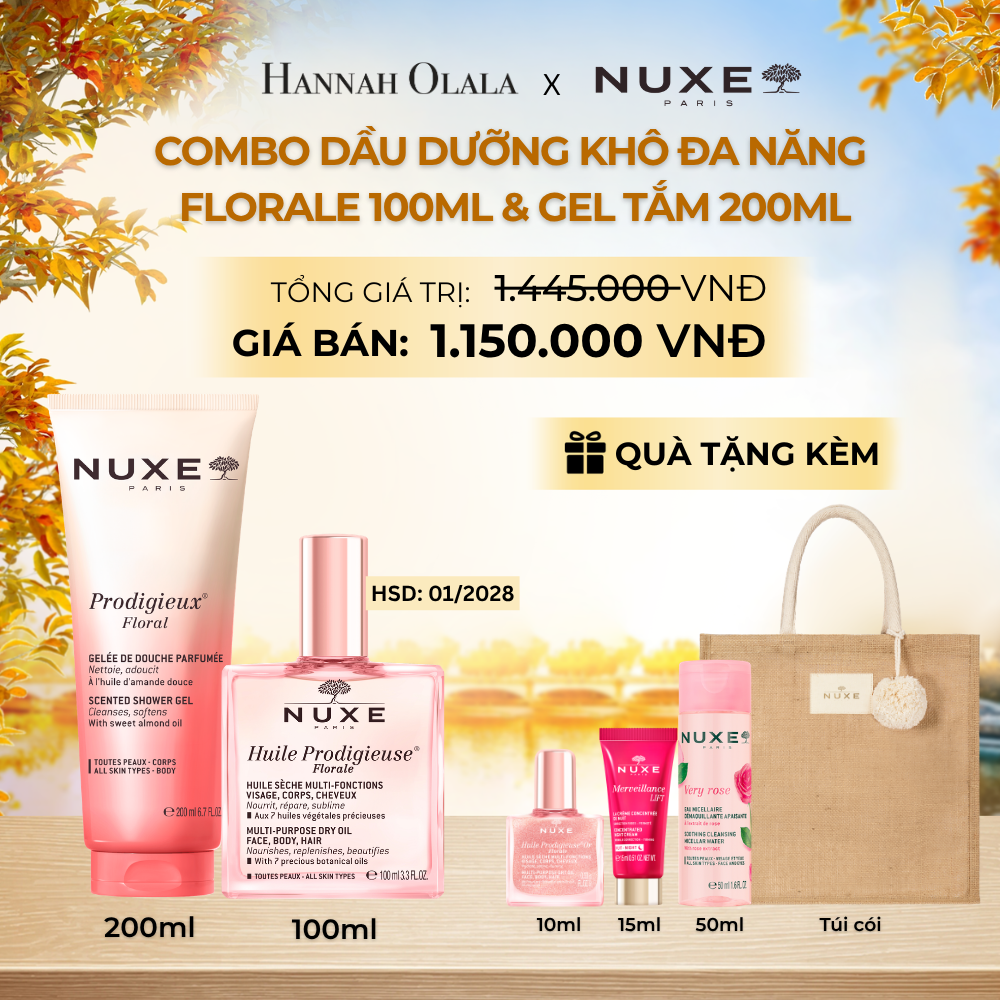  COMBO DẦU DƯỠNG KHÔ ĐA NĂNG 100ML & DẦU TẮM HƯƠNG NƯỚC HOA 200ML (CHỌN HƯƠNG) - E775 