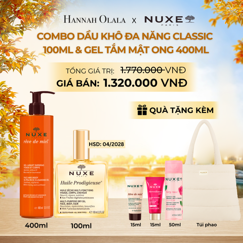  COMBO LÀM SẠCH & DẦU KHÔ ĐA NĂNG 100ML + GEL TẮM 400ML (CHỌN HƯƠNG) - E777 