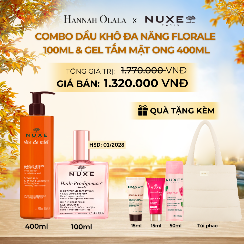  COMBO LÀM SẠCH & DẦU KHÔ ĐA NĂNG 100ML + GEL TẮM 400ML (CHỌN HƯƠNG) - E777 