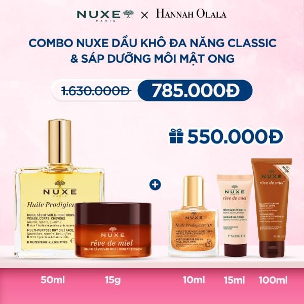  Deal 10: COMBO DƯỠNG DA & MÔI NUXE: DẦU DƯỠNG ĐA NĂNG 50ML + DƯỠNG MÔI 15G 