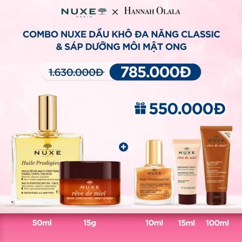  Deal 10: COMBO DƯỠNG DA & MÔI NUXE: DẦU DƯỠNG ĐA NĂNG 50ML + DƯỠNG MÔI 15G 