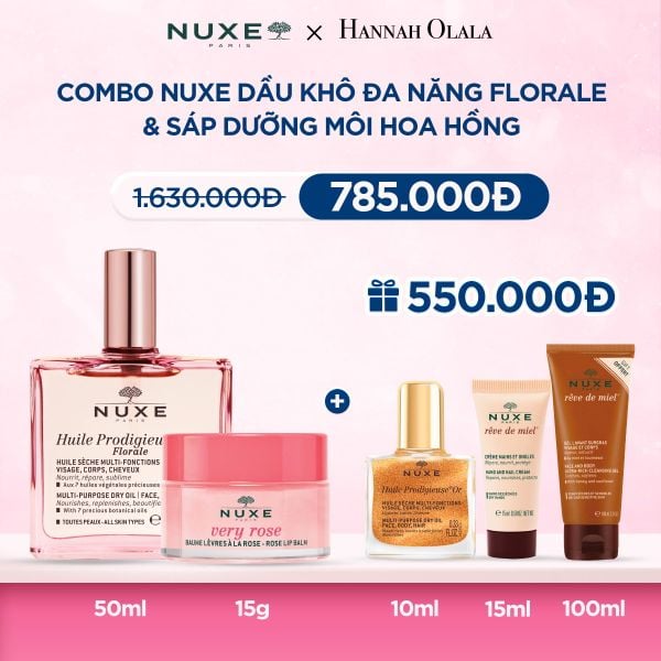  Deal 10: COMBO DƯỠNG DA & MÔI NUXE: DẦU DƯỠNG ĐA NĂNG 50ML + DƯỠNG MÔI 15G 