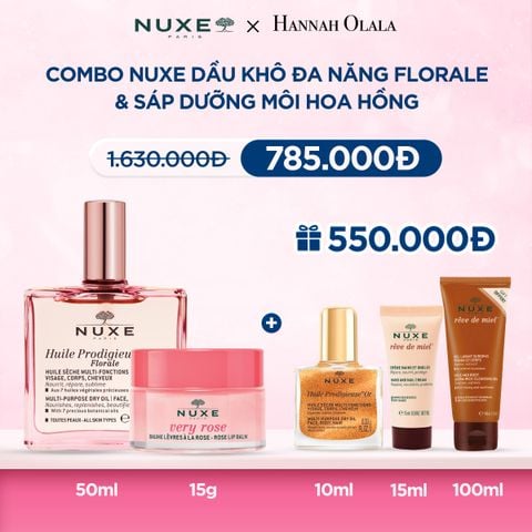  Deal 10: COMBO DƯỠNG DA & MÔI NUXE: DẦU DƯỠNG ĐA NĂNG 50ML + DƯỠNG MÔI 15G 