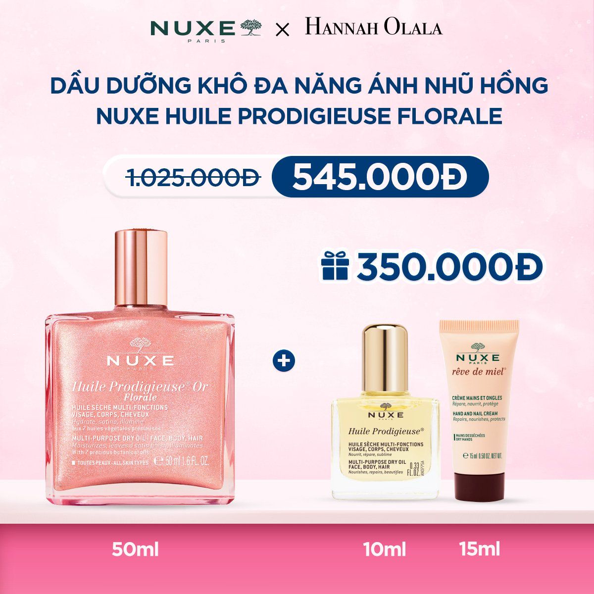  DEAL 4: DẦU DƯỠNG KHÔ ĐA NĂNG ÁNH NHŨ NUXE HUILE PRODIGIEUSE SHIMMERING DRY OIL 50ML 