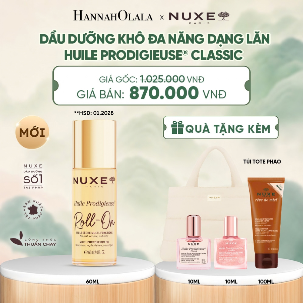  [HSD 01/2028] DẦU DƯỠNG KHÔ ĐA NĂNG DẠNG LĂN NUXE HUILE PRODIGIEUSE® ROLL-ON 60ML (CHỌN HƯƠNG) - DEAL 7 - A239 