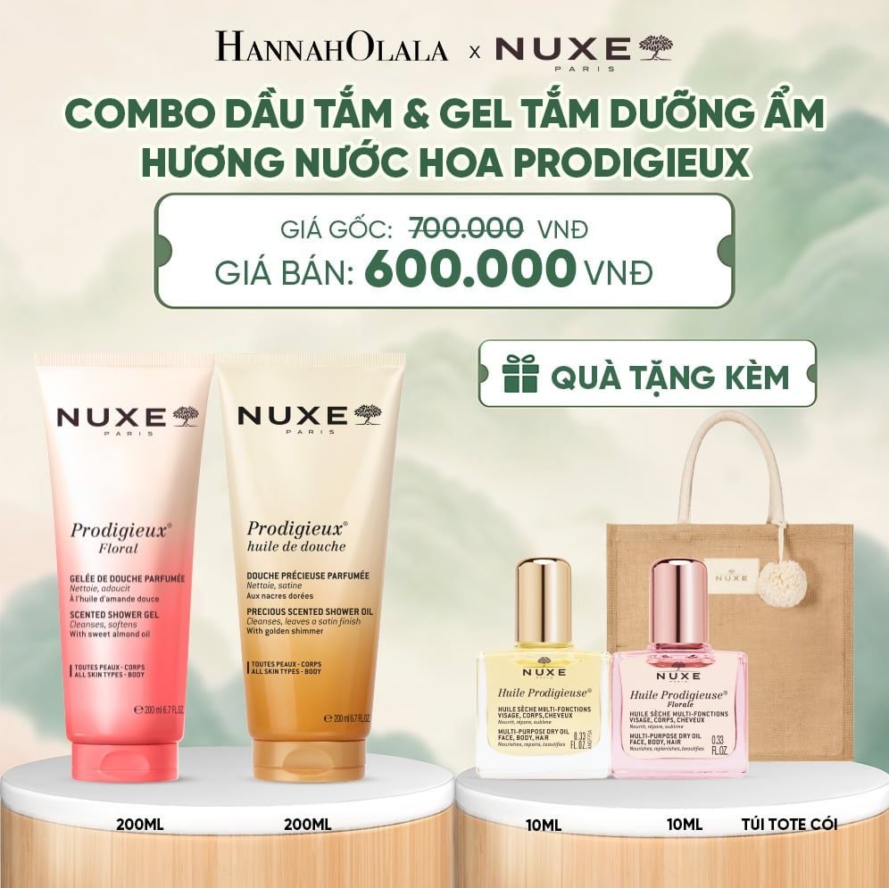  COMBO DẦU TẮM & GEL TẮM DƯỠNG ẨM HƯƠNG NƯỚC HOA NUXE PRODIGIEUX® 200ML x 2 - DEAL 8 - A241 