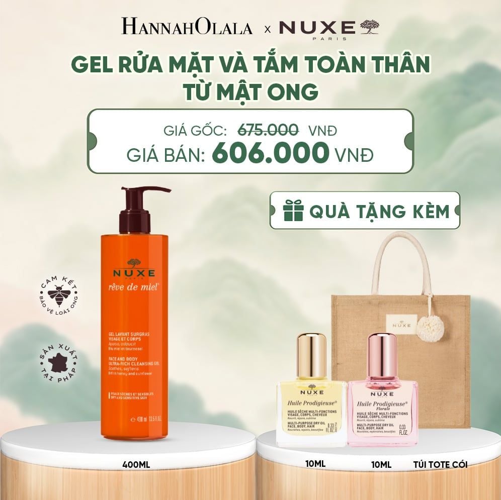 GEL RỬA MẶT VÀ TẮM TOÀN THÂN TỪ MẬT ONG NUXE REVE DE MIEL 400ML - DEAL 9 - A242 