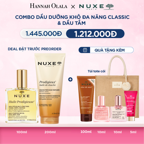  COMBO DẦU DƯỠNG KHÔ ĐA NĂNG 100ML & DẦU TẮM HƯƠNG NƯỚC HOA 200ML (CHỌN HƯƠNG) 