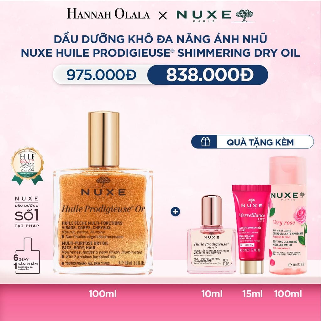  DEAL 2: DẦU DƯỠNG KHÔ ĐA NĂNG ÁNH NHŨ NUXE HUILE PRODIGIEUSE SHIMMERING 100ML 