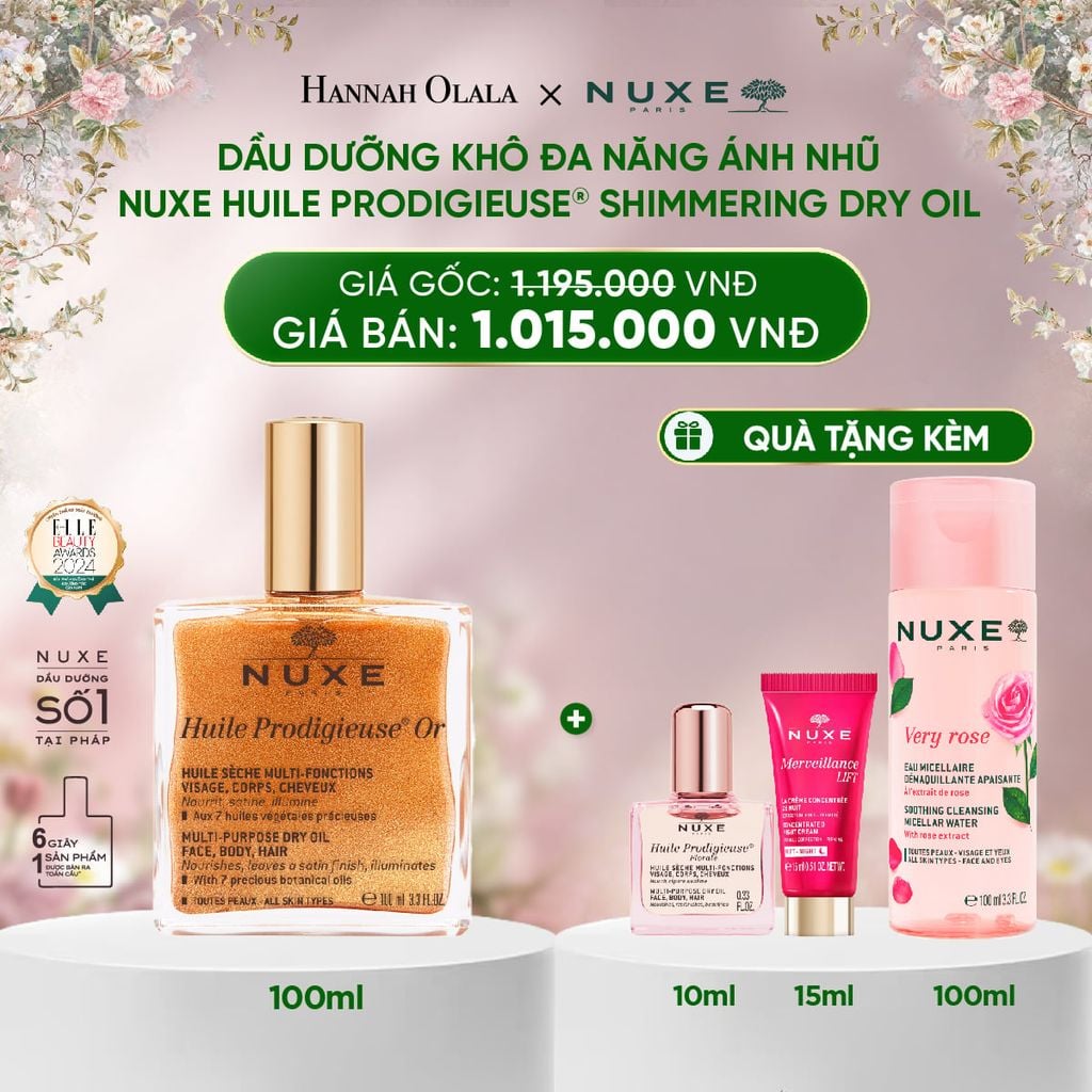  DEAL 2: DẦU DƯỠNG KHÔ ĐA NĂNG ÁNH NHŨ NUXE HUILE PRODIGIEUSE SHIMMERING 100ML 
