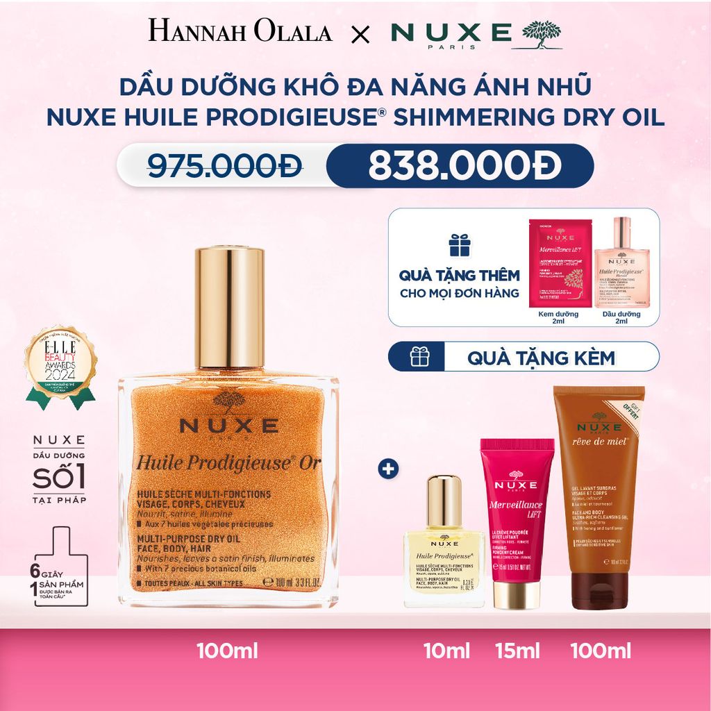  M30_DEAL 2: DẦU DƯỠNG KHÔ ĐA NĂNG ÁNH NHŨ NUXE HUILE PRODIGIEUSE SHIMMERING 100ML 