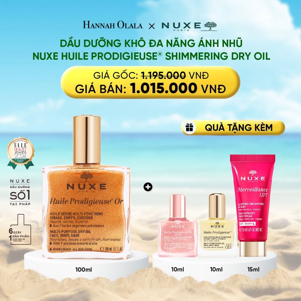 DEAL 2: DẦU DƯỠNG KHÔ ĐA NĂNG ÁNH NHŨ NUXE HUILE PRODIGIEUSE® SHIMMERING 100ML 