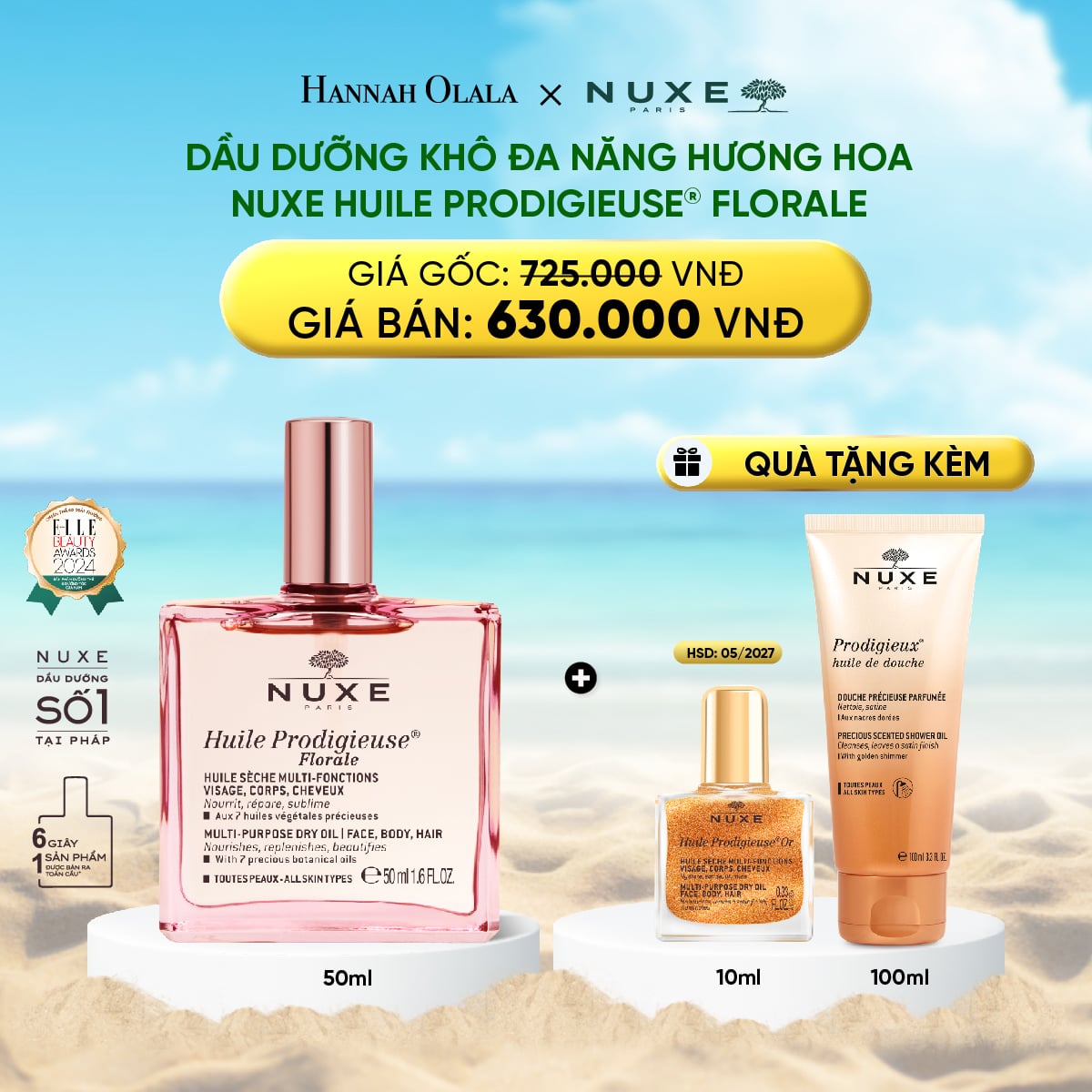 Dầu Dưỡng Khô Đa Năng NUXE HUILE PRODIGIEUSE® SHIMMERING 50ml