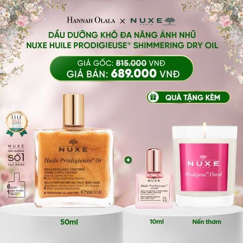  DEAL 4: DẦU DƯỠNG KHÔ ĐA NĂNG ÁNH NHŨ NUXE HUILE PRODIGIEUSE SHIMMERING 50ML (CHỌN HƯƠNG) 