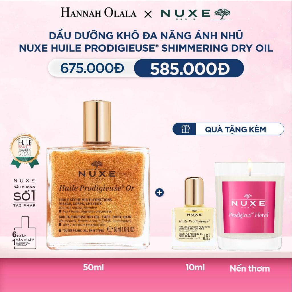  DEAL 4: DẦU DƯỠNG KHÔ ĐA NĂNG ÁNH NHŨ NUXE HUILE PRODIGIEUSE SHIMMERING 50ML (CHỌN HƯƠNG) 