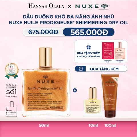  M33_DEAL 4: DẦU DƯỠNG KHÔ ĐA NĂNG ÁNH NHŨ NUXE HUILE PRODIGIEUSE SHIMMERING 50ML (CHỌN HƯƠNG) 