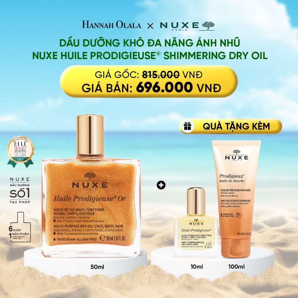  DEAL 4: DẦU DƯỠNG KHÔ ĐA NĂNG ÁNH NHŨ NUXE HUILE PRODIGIEUSE® SHIMMERING 50ML (CHỌN HƯƠNG) 