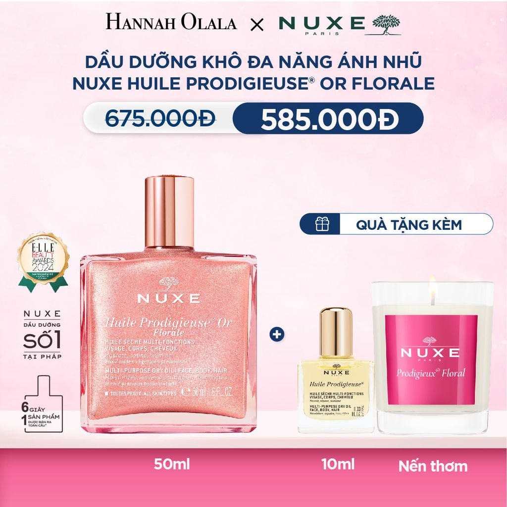  DEAL 4: DẦU DƯỠNG KHÔ ĐA NĂNG ÁNH NHŨ NUXE HUILE PRODIGIEUSE SHIMMERING 50ML (CHỌN HƯƠNG) 