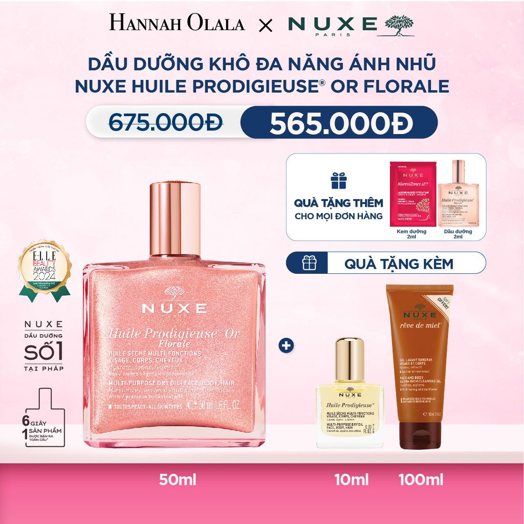  M33_DEAL 4: DẦU DƯỠNG KHÔ ĐA NĂNG ÁNH NHŨ NUXE HUILE PRODIGIEUSE SHIMMERING 50ML (CHỌN HƯƠNG) 