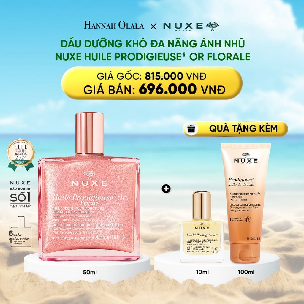  DEAL 4: DẦU DƯỠNG KHÔ ĐA NĂNG ÁNH NHŨ NUXE HUILE PRODIGIEUSE® SHIMMERING 50ML (CHỌN HƯƠNG) 