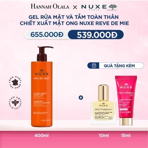  DEAL 5: GEL RỬA MẶT VÀ TẮM TOÀN THÂN TỪ MẬT ONG NUXE REVE DE MIEL 400ML 