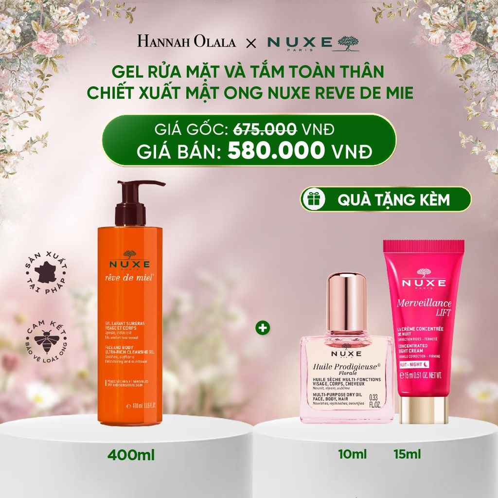  DEAL 5: GEL RỬA MẶT VÀ TẮM TOÀN THÂN TỪ MẬT ONG NUXE REVE DE MIEL 400ML 