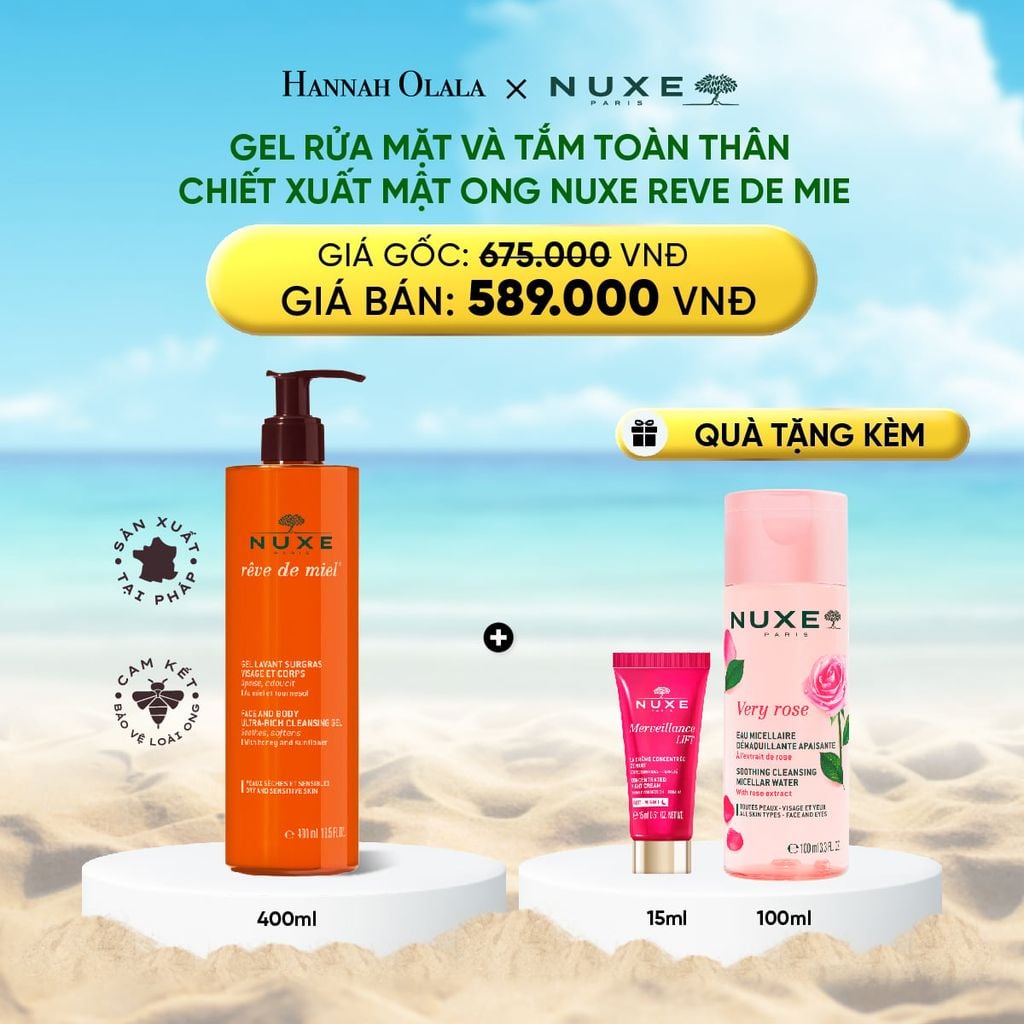  DEAL 8: GEL RỬA MẶT VÀ TẮM TOÀN THÂN TỪ MẬT ONG NUXE REVE DE MIEL 400ML 