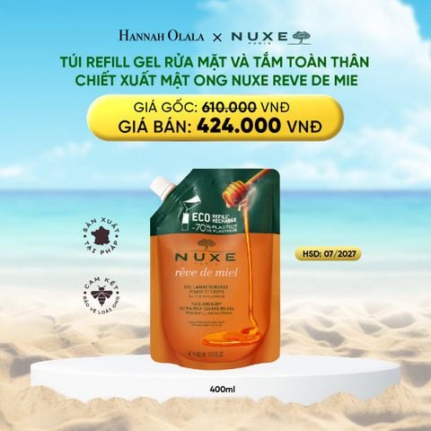  DEAL 9: TÚI REFILL GEL RỬA MẶT VÀ TẮM TOÀN THÂN TỪ MẬT ONG NUXE REVE DE MIEL 400ML 