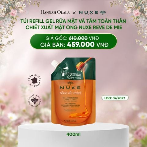  DEAL 6: TÚI REFILL GEL RỬA MẶT VÀ TẮM TOÀN THÂN TỪ MẬT ONG NUXE REVE DE MIEL 400ML 