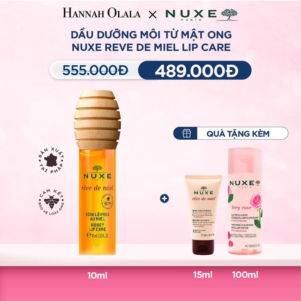  DEAL 9: DẦU DƯỠNG MÔI MẬT ONG NUXE REVE DE MIEL HONEY LIP CARE 10ML 