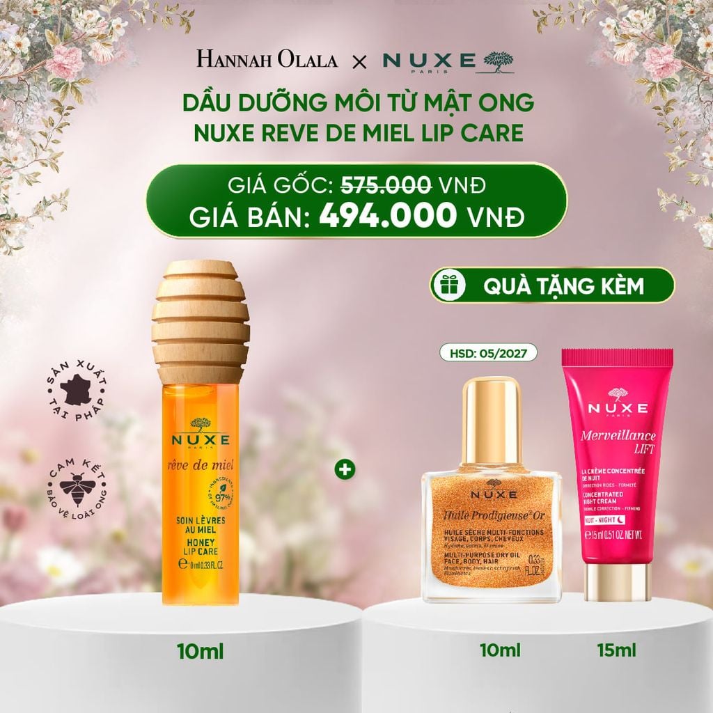  DEAL 9: DẦU DƯỠNG MÔI MẬT ONG NUXE REVE DE MIEL HONEY LIP CARE 10ML 