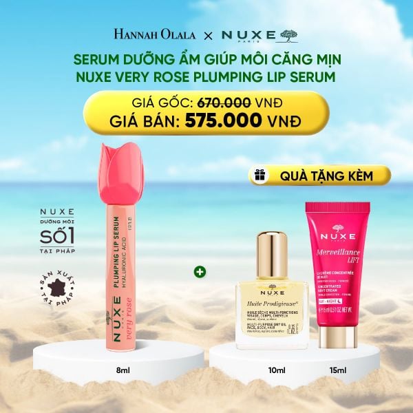  SERUM DƯỠNG ẨM GIÚP MÔI CĂNG MỊN NUXE VERY ROSE PLUMPING LIP SERUM 8ML 