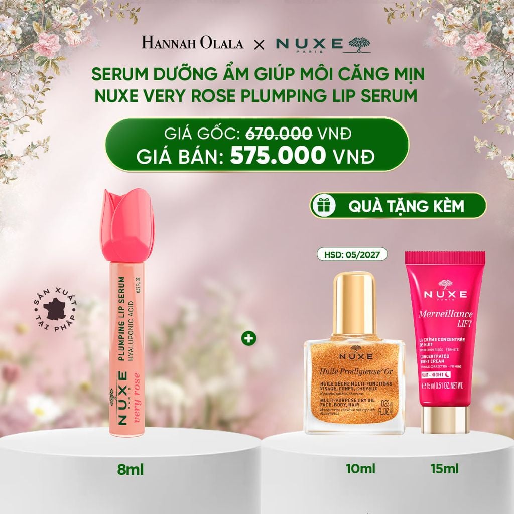  DEAL 10: SERUM DƯỠNG ẨM GIÚP MÔI CĂNG MỊN NUXE VERY ROSE PLUMPING LIP SERUM 8ML 