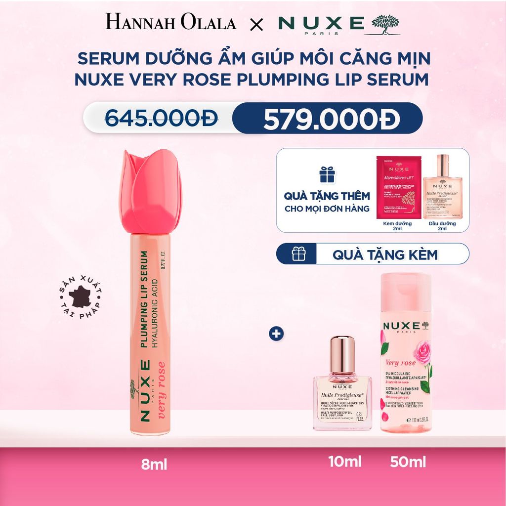  M21_DEAL 10: SERUM DƯỠNG ẨM GIÚP MÔI CĂNG MỊN NUXE VERY ROSE PLUMPING LIP SERUM 8ML 
