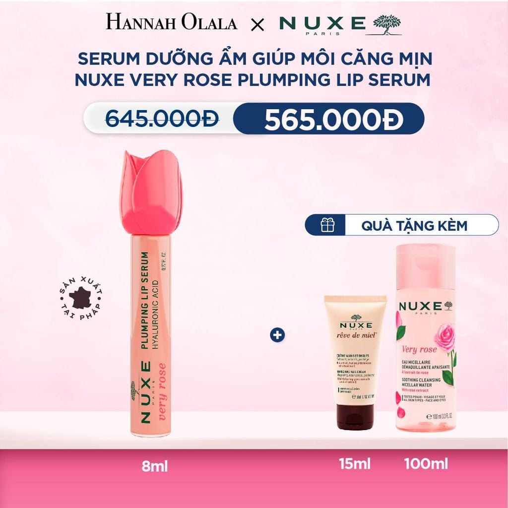  DEAL 10: SERUM DƯỠNG ẨM GIÚP MÔI CĂNG MỊN NUXE VERY ROSE PLUMPING LIP SERUM 8ML 