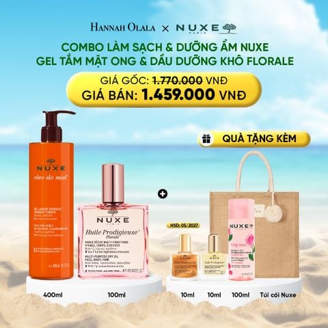  DEAL 13: COMBO LÀM SẠCH & DƯỠNG ẨM NUXE: DẦU KHÔ ĐA NĂNG 100ML + GEL TẮM 400ML (CHỌN HƯƠNG) 